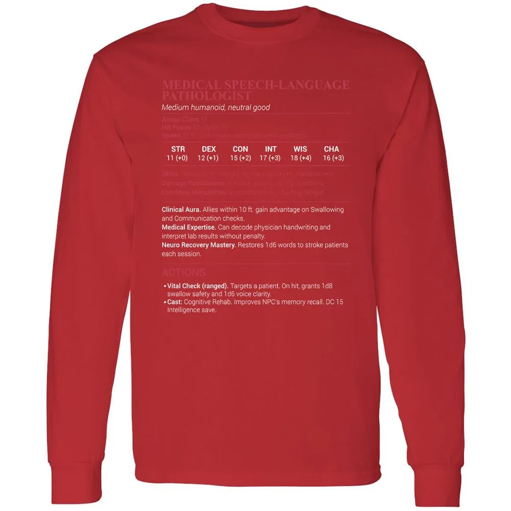 Medical SLP Long Sleeve T-Shirt - Red - 14