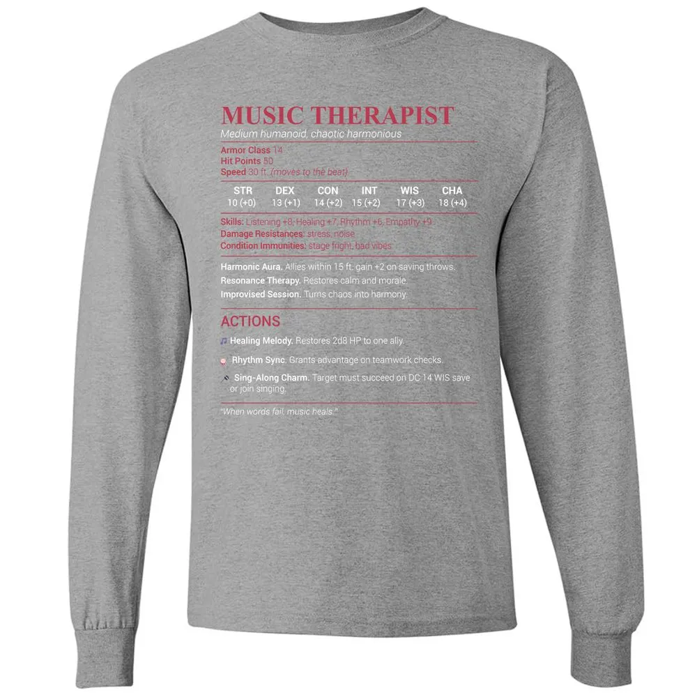Music Therapist Long Sleeve T-Shirt - Graphite Heather - 6