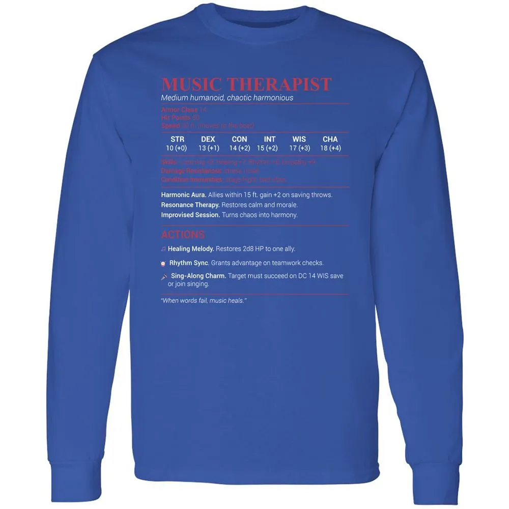 Music Therapist Long Sleeve T-Shirt - Royal - 8