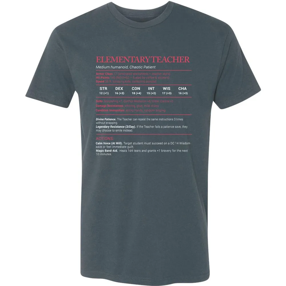 Elementary Teacher Stats Premium Unisex T-Shirt - Indigo - 15