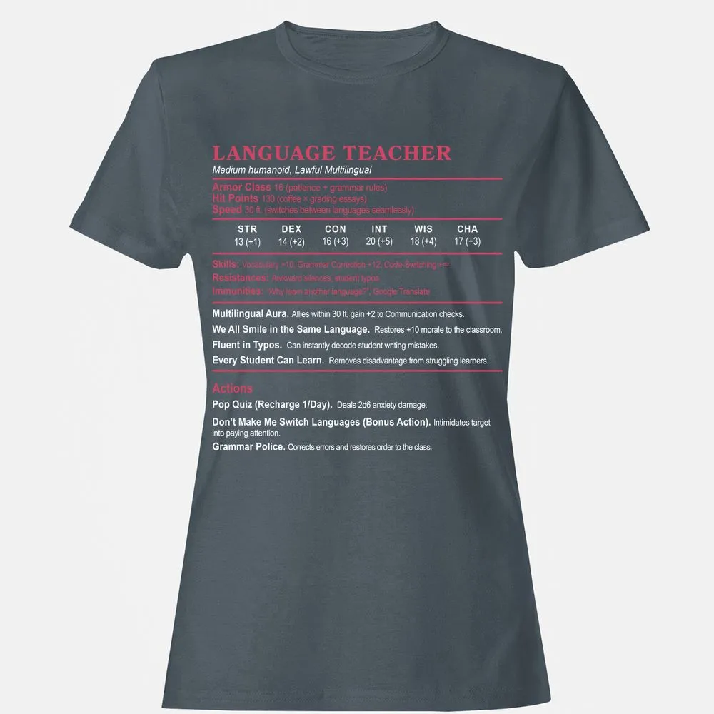 Language Teacher Women's T-Shirt - Charcoal - 3