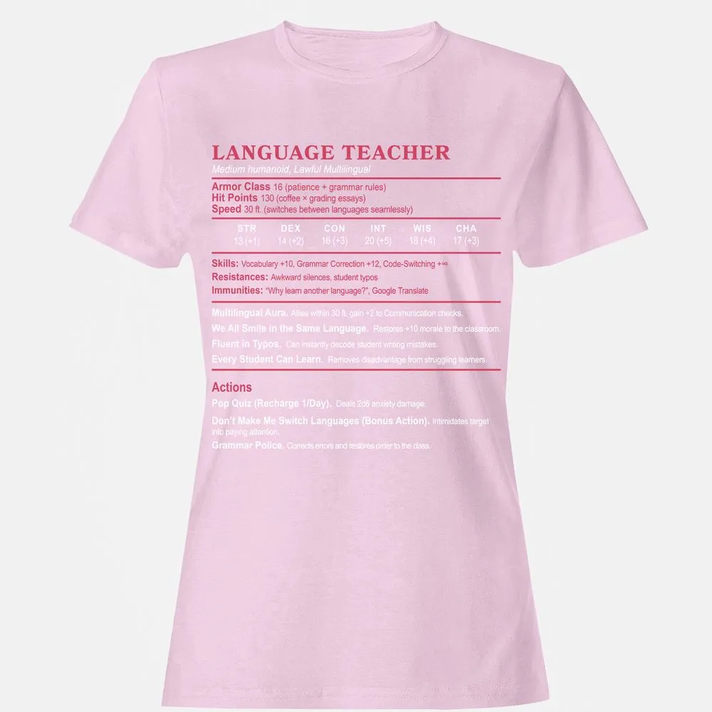 Language Teacher Women's T-Shirt - Light Pink - 9
