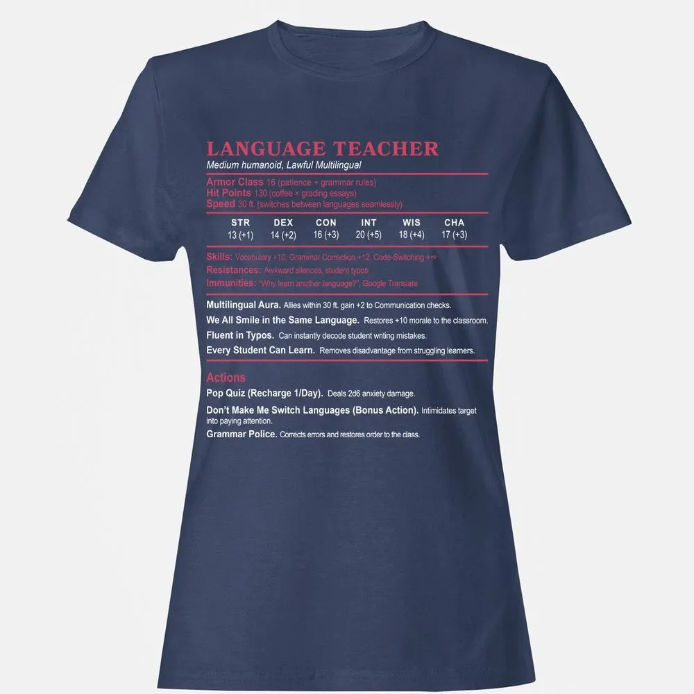 Language Teacher Women's T-Shirt - Navy - 10