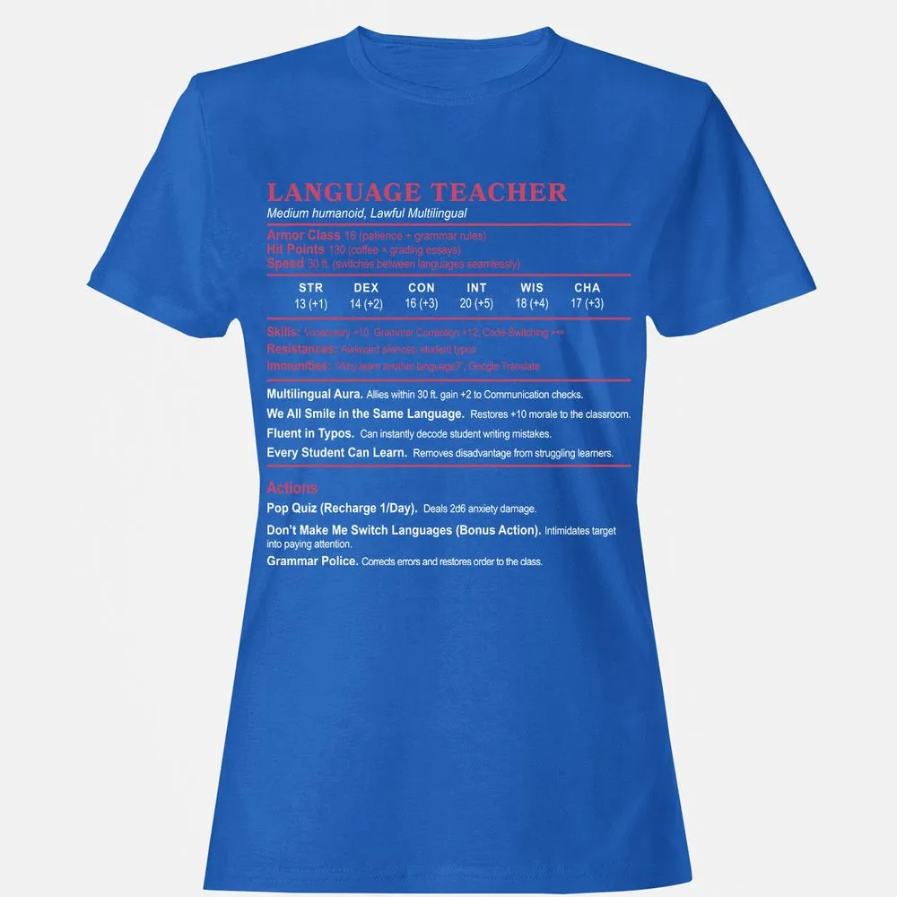 Language Teacher Women's T-Shirt - Royal - 14