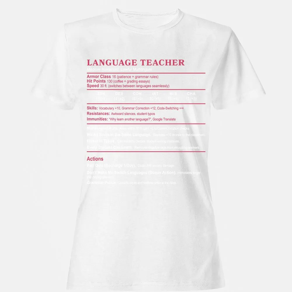 Language Teacher Women's T-Shirt - White - 16