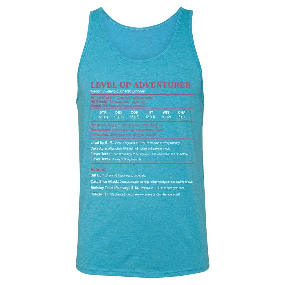 Level Up Adventurer Unisex Jersey Tank - Aqua Triblend - 3