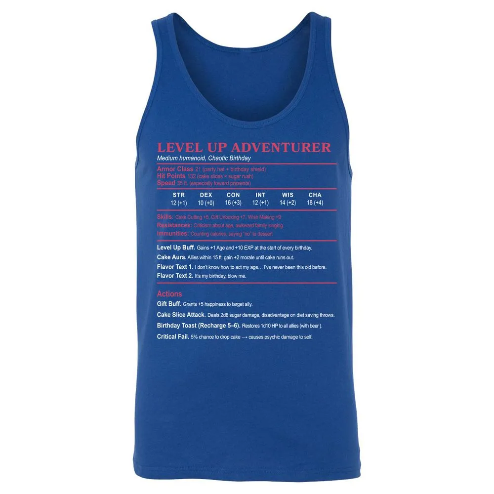 Level Up Adventurer Unisex Jersey Tank - True Royal - 13