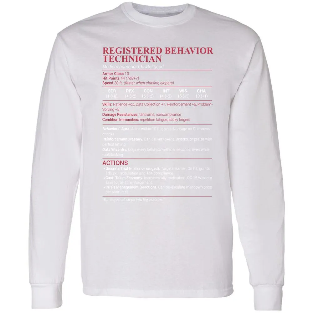 Registered Behavior Technician RBT Long Sleeve T-Shirt - White - 5