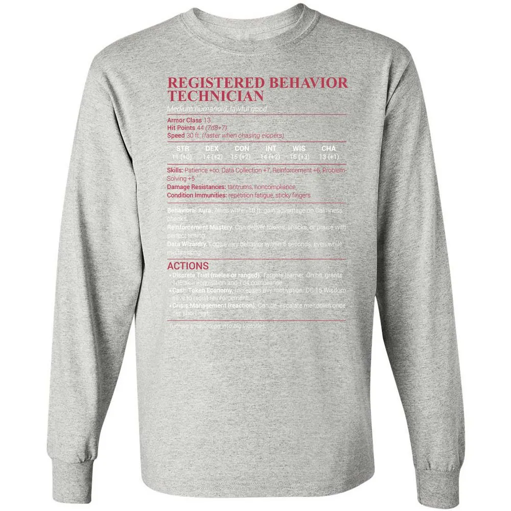 Registered Behavior Technician RBT Long Sleeve T-Shirt - Ash - 7