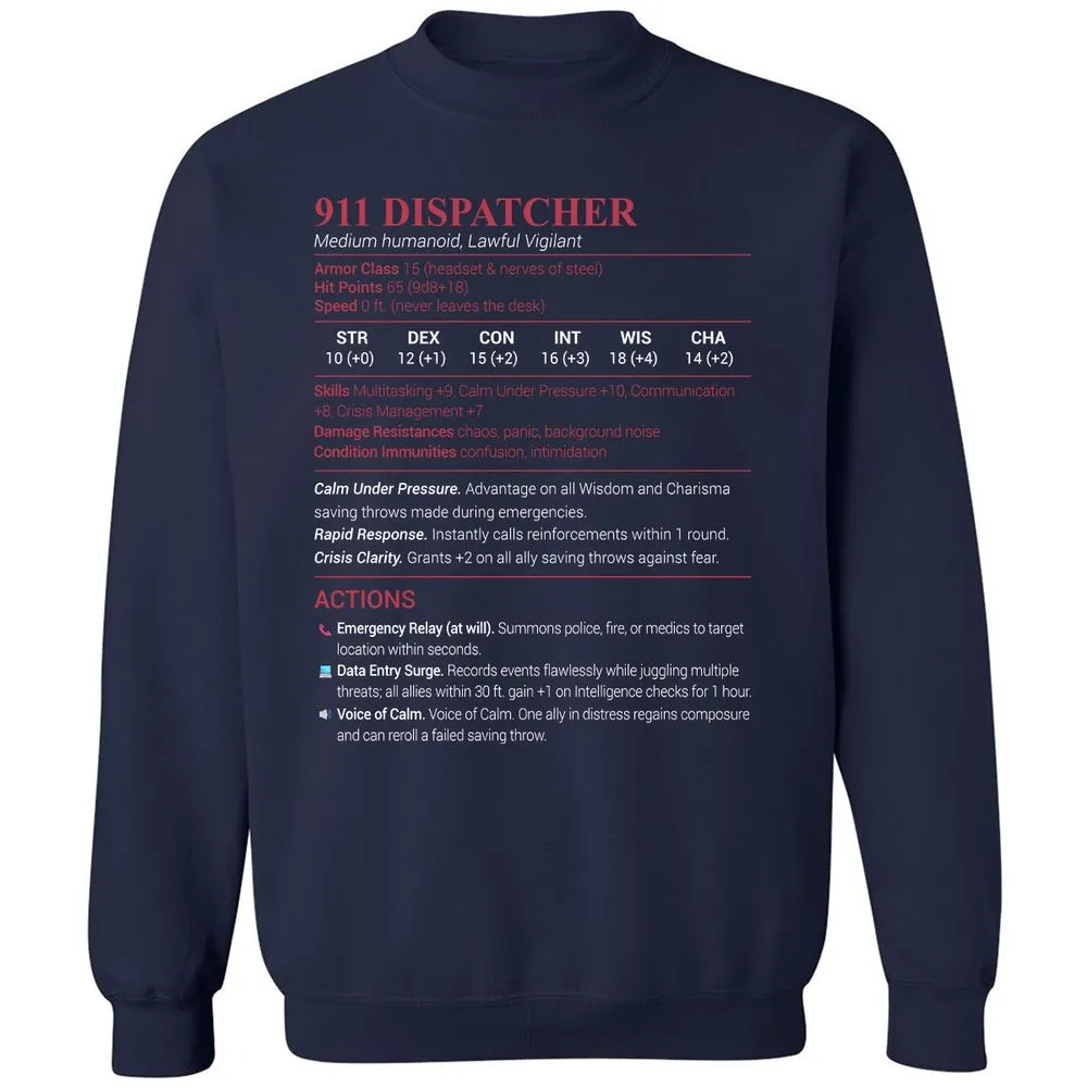 911 Dispatcher Classic Unisex Sweatshirt - Navy - 2