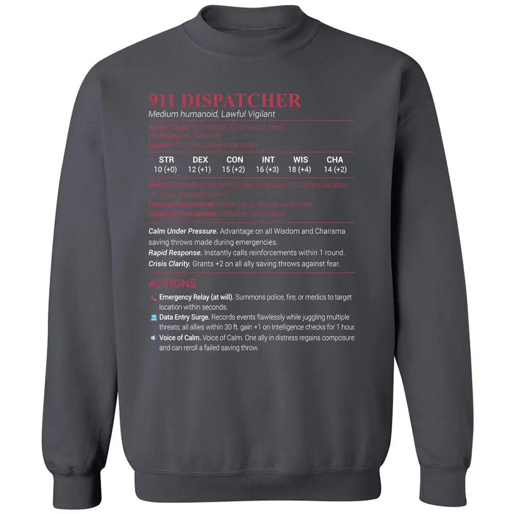 911 Dispatcher Classic Unisex Sweatshirt - Charcoal - 7