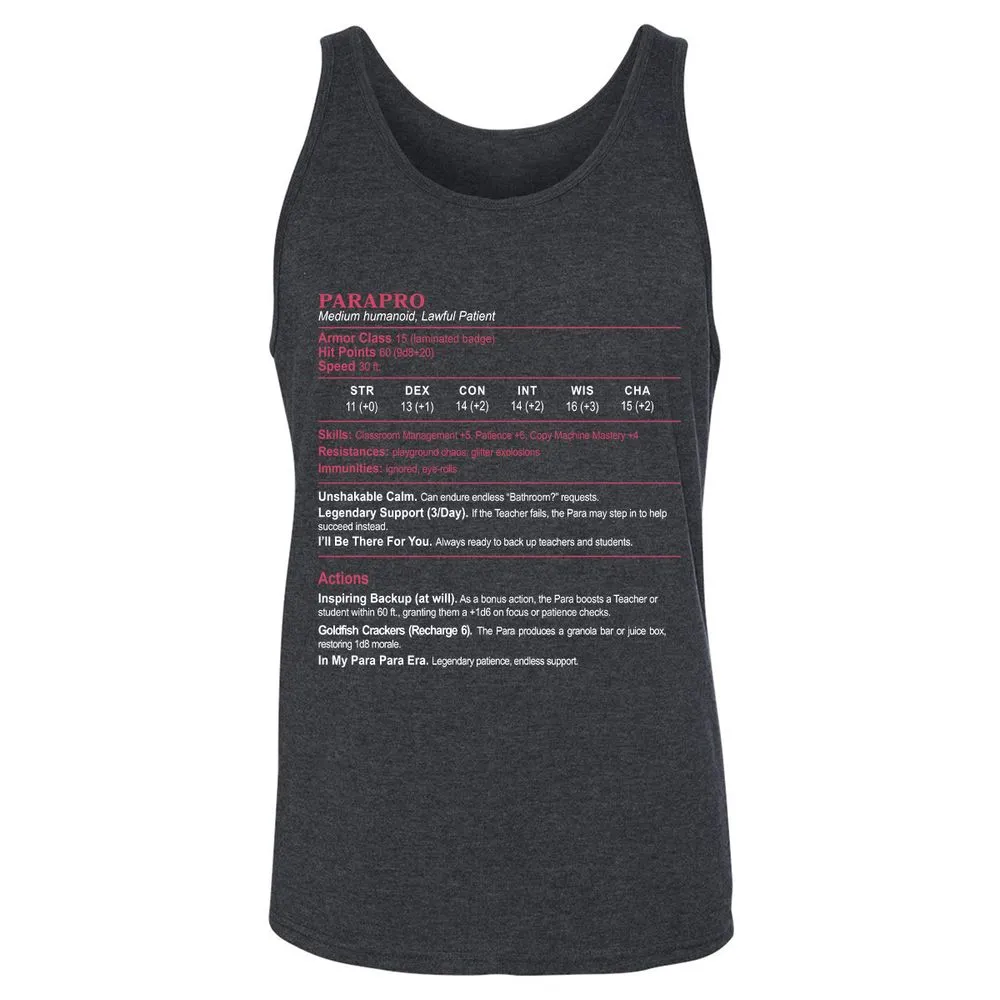 para Unisex Jersey Tank - Dark Grey Heather - 6