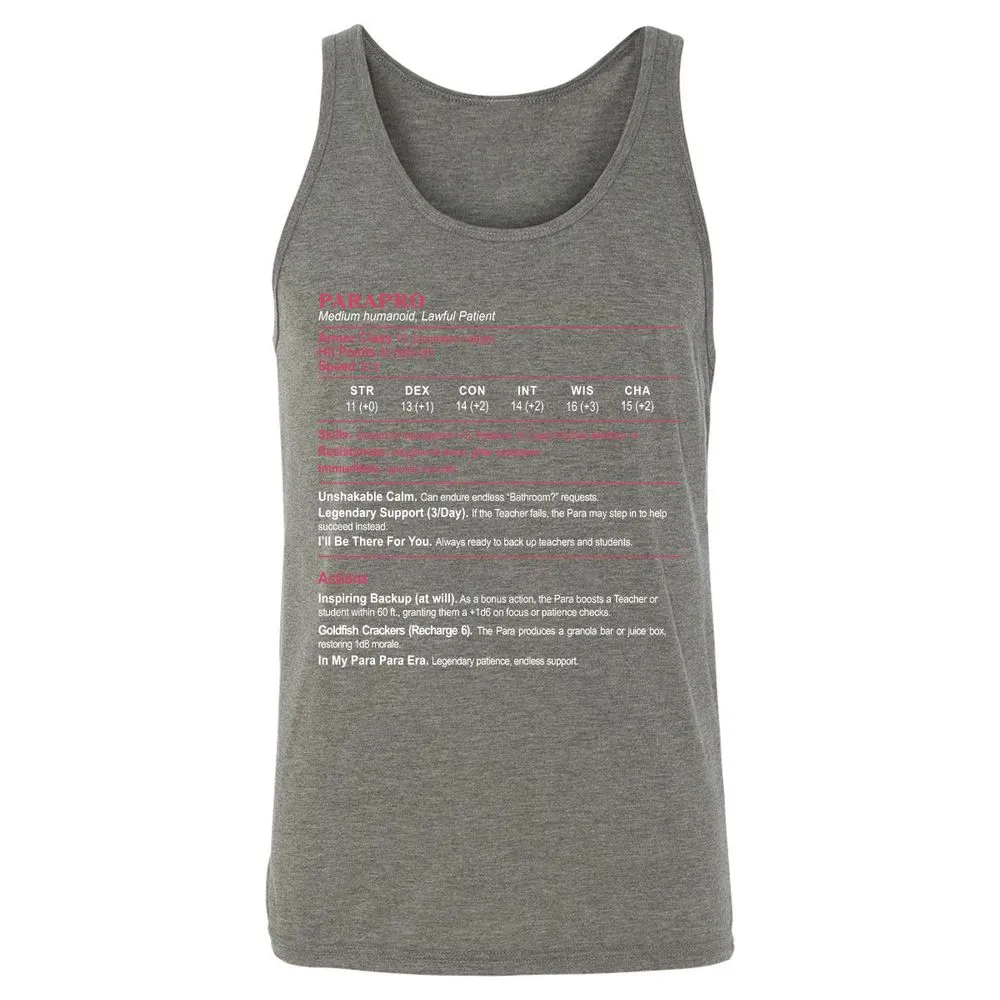 para Unisex Jersey Tank - Grey Triblend - 8