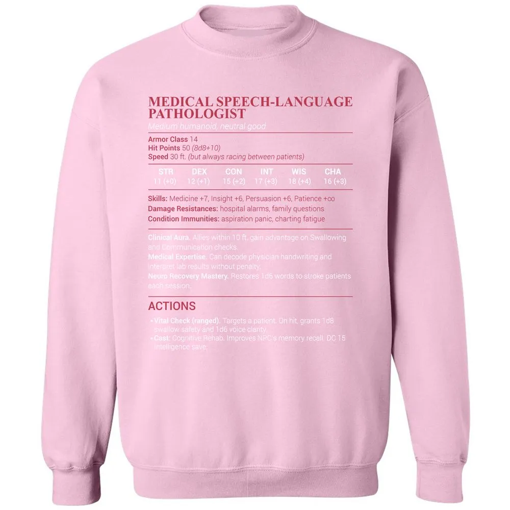 Medical SLP Classic Unisex Sweatshirt - Light Pink - 3