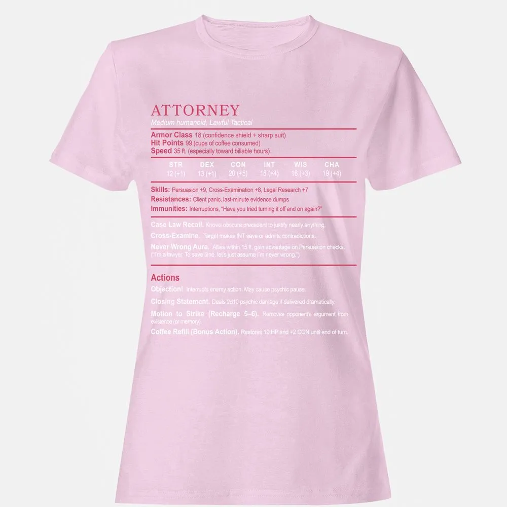 Attorney Women's T-Shirt - Light Pink - 9