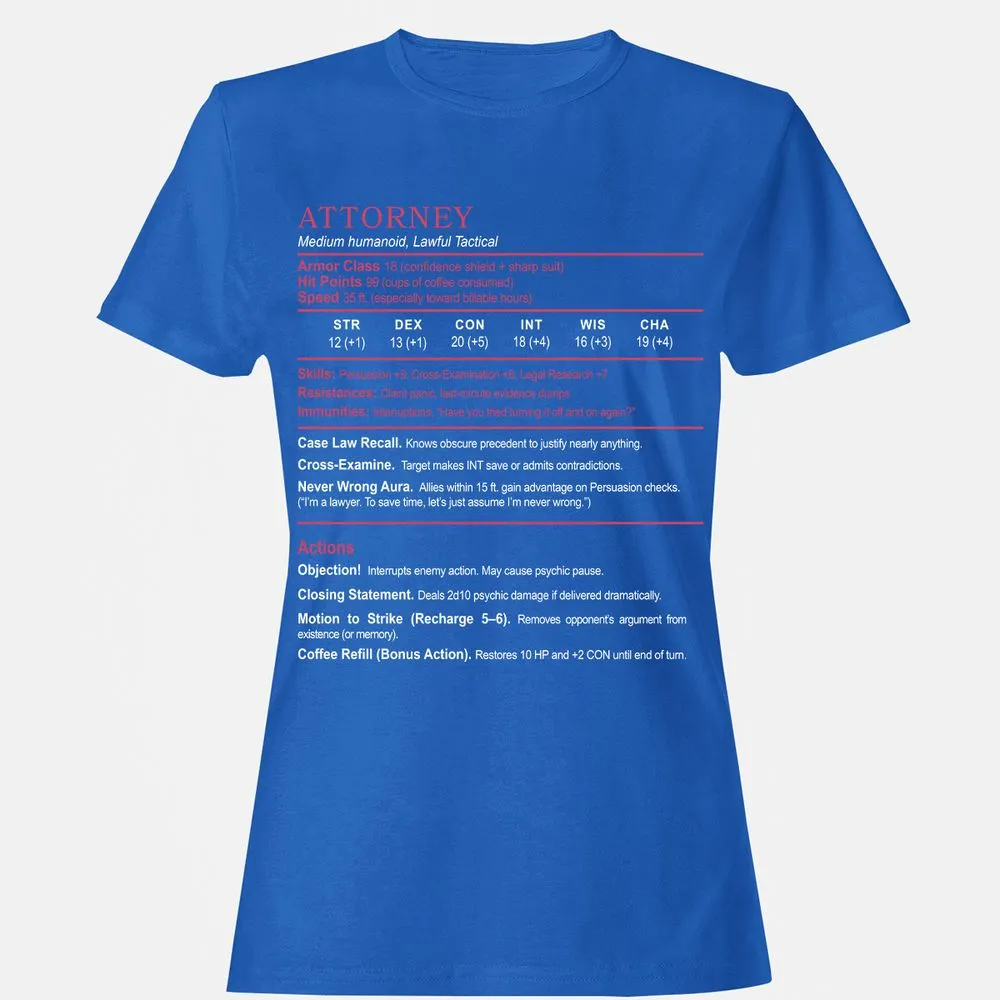 Attorney Women's T-Shirt - Royal - 14