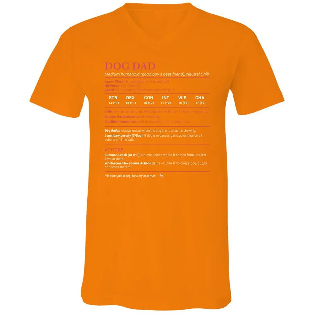 Dog Dad Stats Unisex V-Neck T-Shirt - Orange - 11