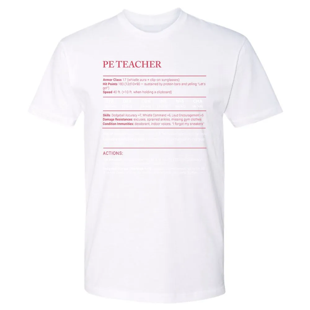 PE Teacher Stats Premium Unisex T-Shirt - White - 4
