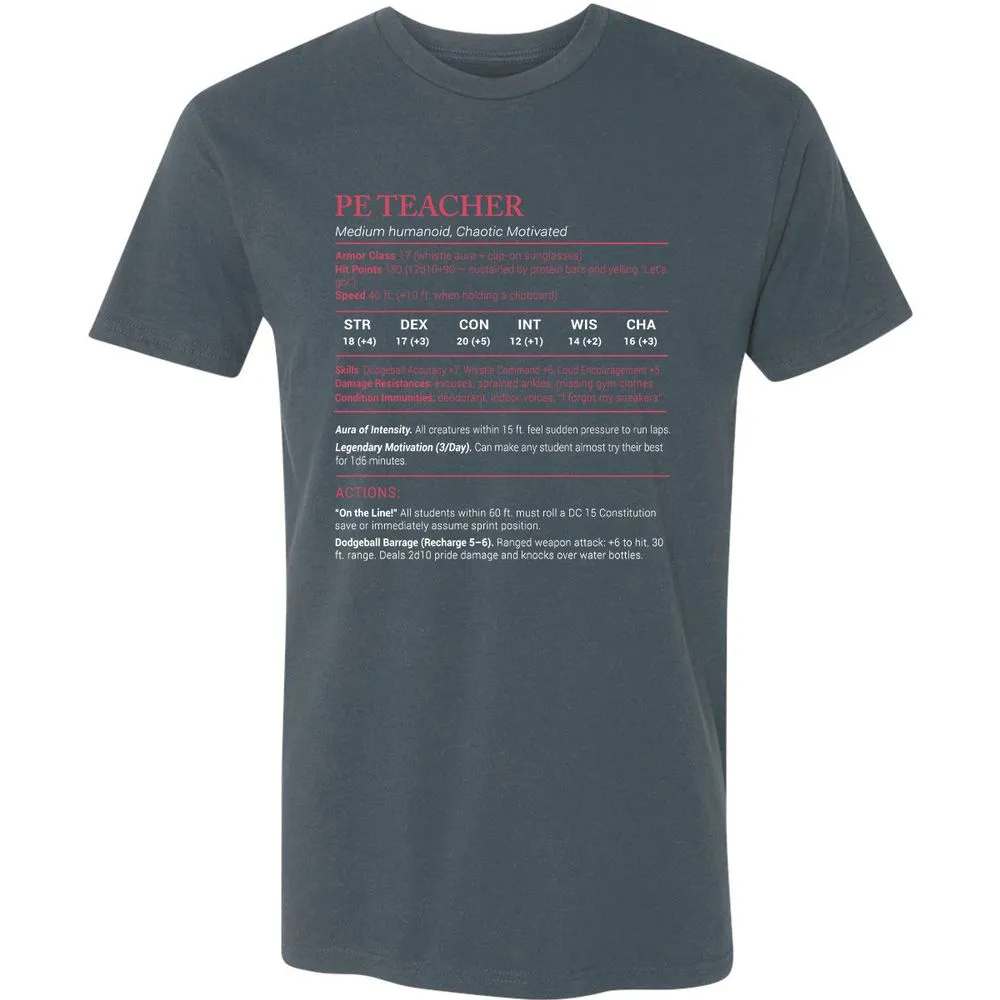 PE Teacher Stats Premium Unisex T-Shirt - Indigo - 15