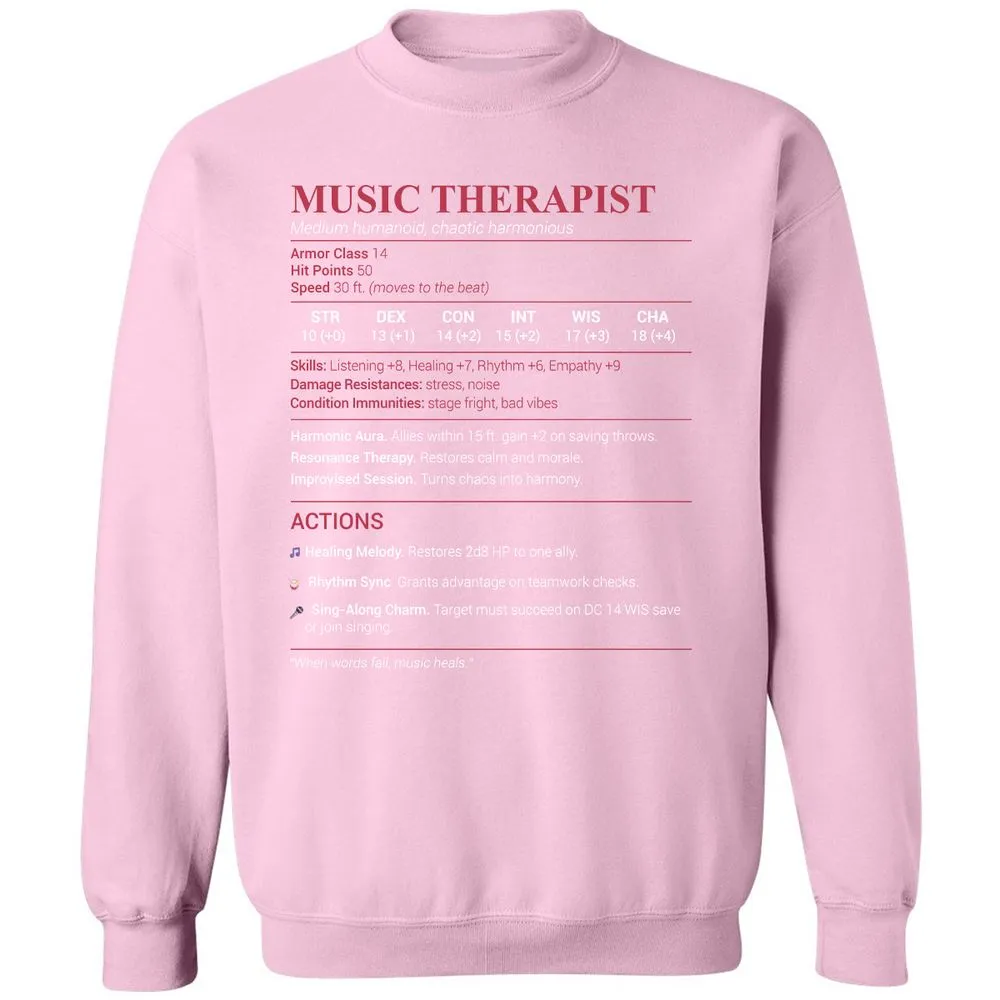 Music Therapist Classic Unisex Sweatshirt - Light Pink - 3