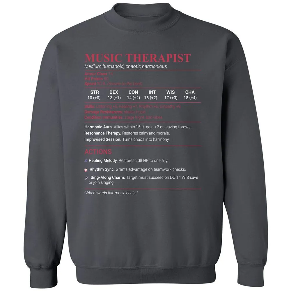 Music Therapist Classic Unisex Sweatshirt - Charcoal - 7