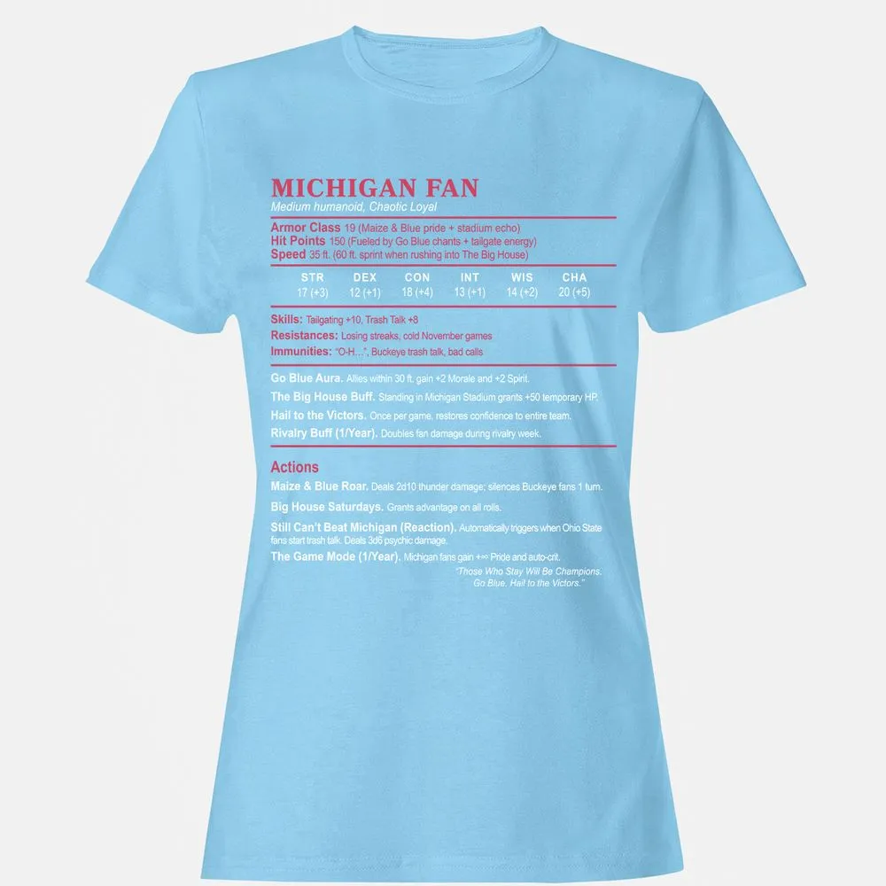 MICHIGAN FAN Women's T-Shirt - Light Blue - 8