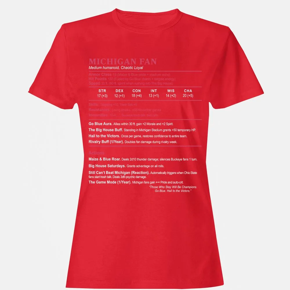 MICHIGAN FAN Women's T-Shirt - Red - 13