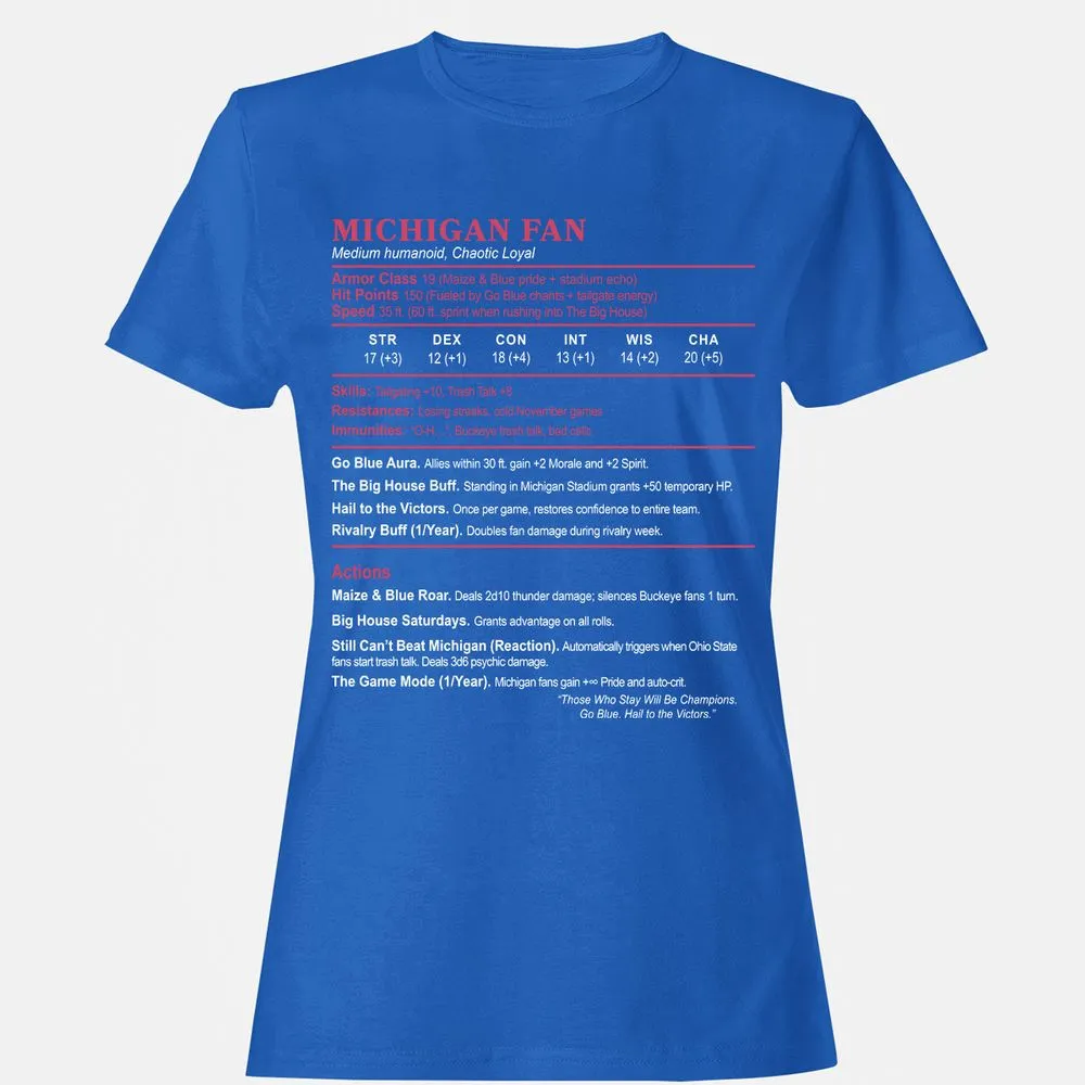MICHIGAN FAN Women's T-Shirt - Royal - 14