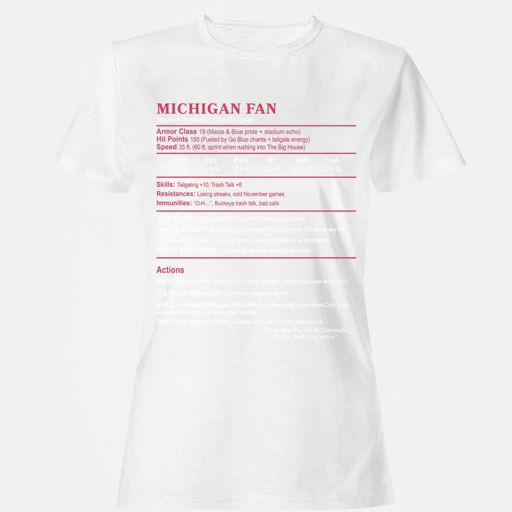 MICHIGAN FAN Women's T-Shirt - White - 16