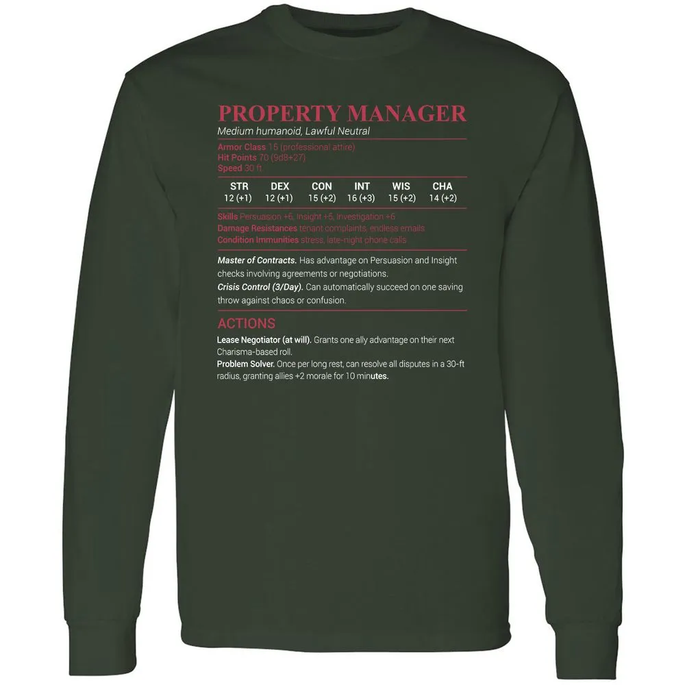 Property Manager Long Sleeve T-Shirt - Forest Green - 4