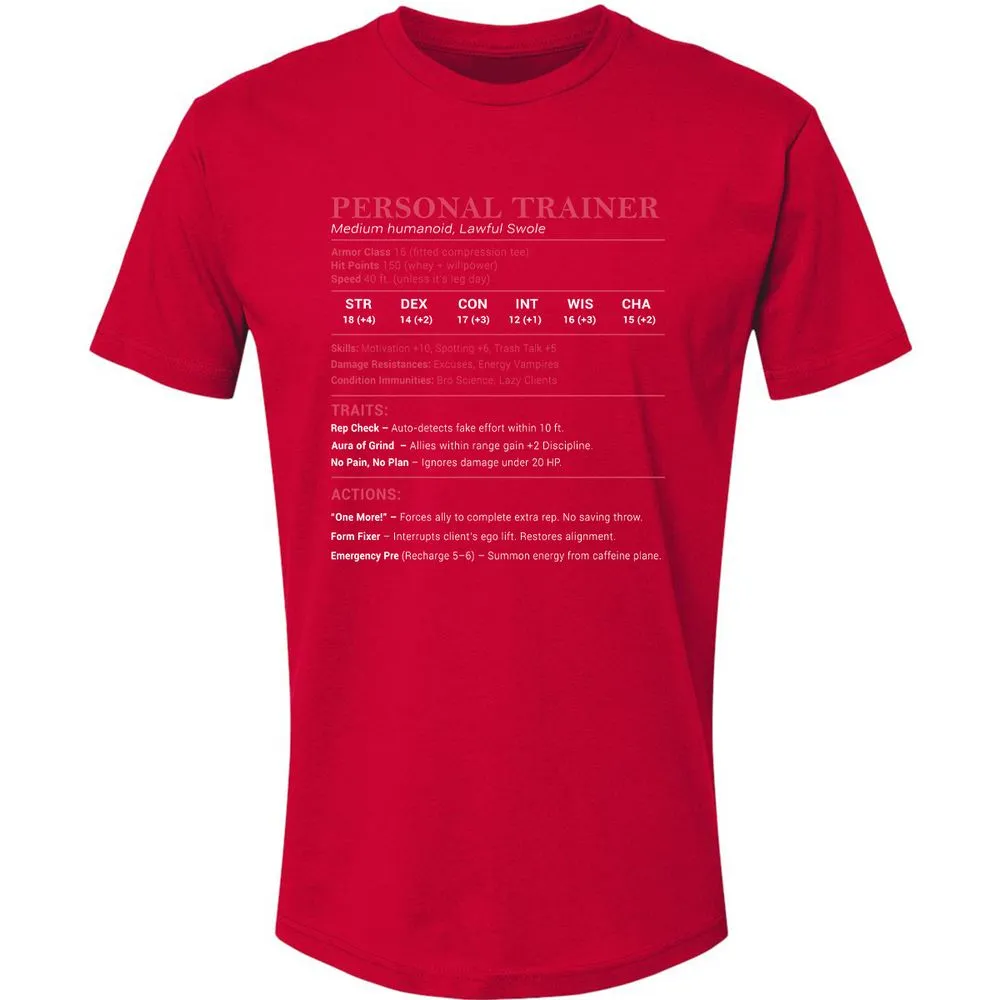 Personal Trainer PT Stats Premium Unisex T-Shirt - Red - 6
