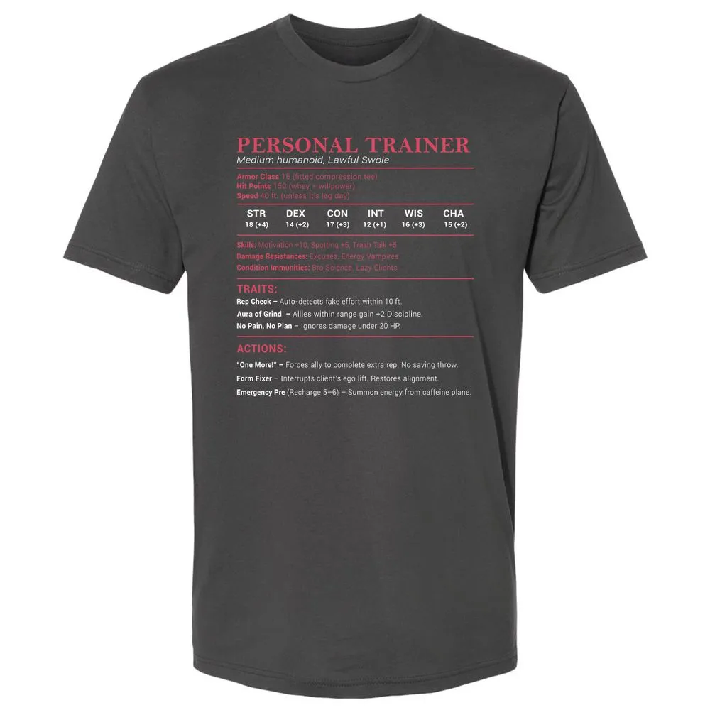 Personal Trainer PT Stats Premium Unisex T-Shirt - Heavy Metal - 8