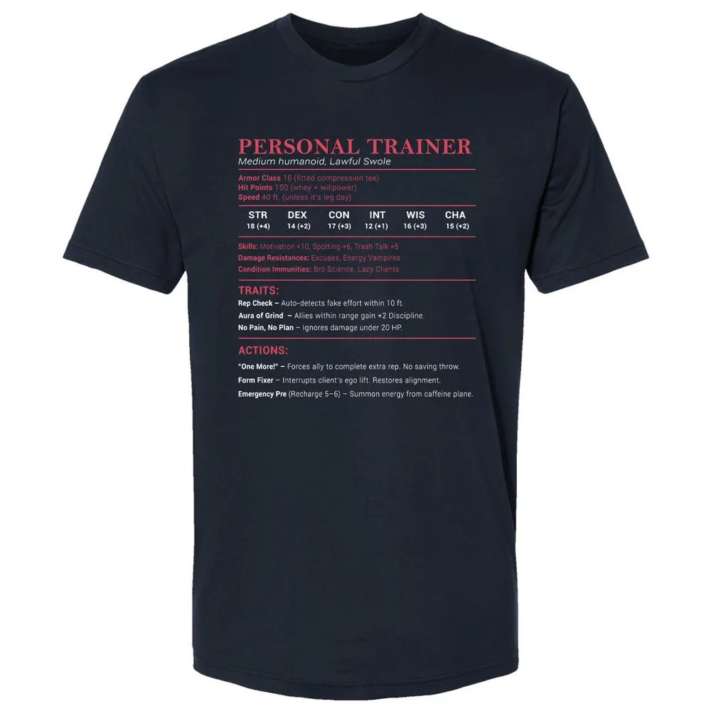Personal Trainer PT Stats Premium Unisex T-Shirt - Midnight Navy - 2