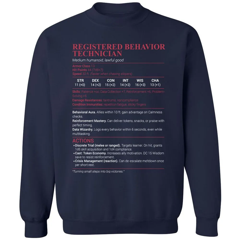 Registered Behavior Technician RBT Classic Unisex Sweatshirt - Navy - 2