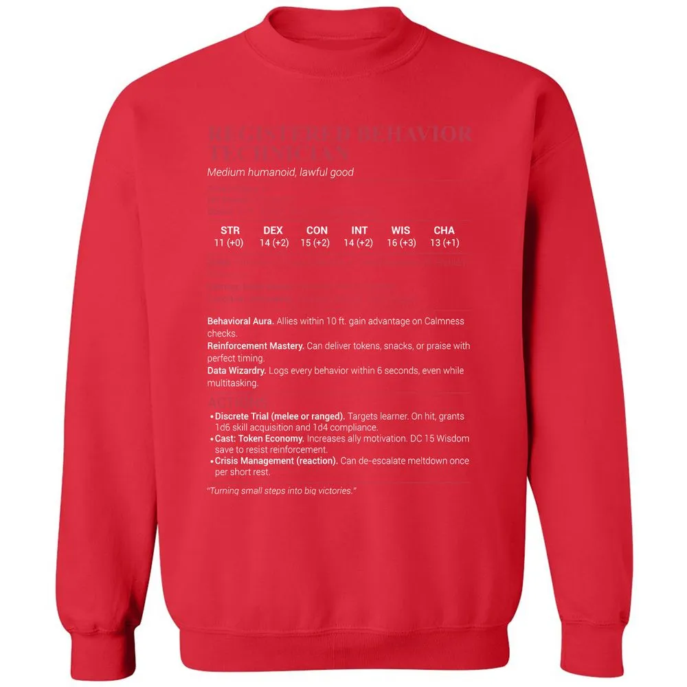 Registered Behavior Technician RBT Classic Unisex Sweatshirt - Red - 5