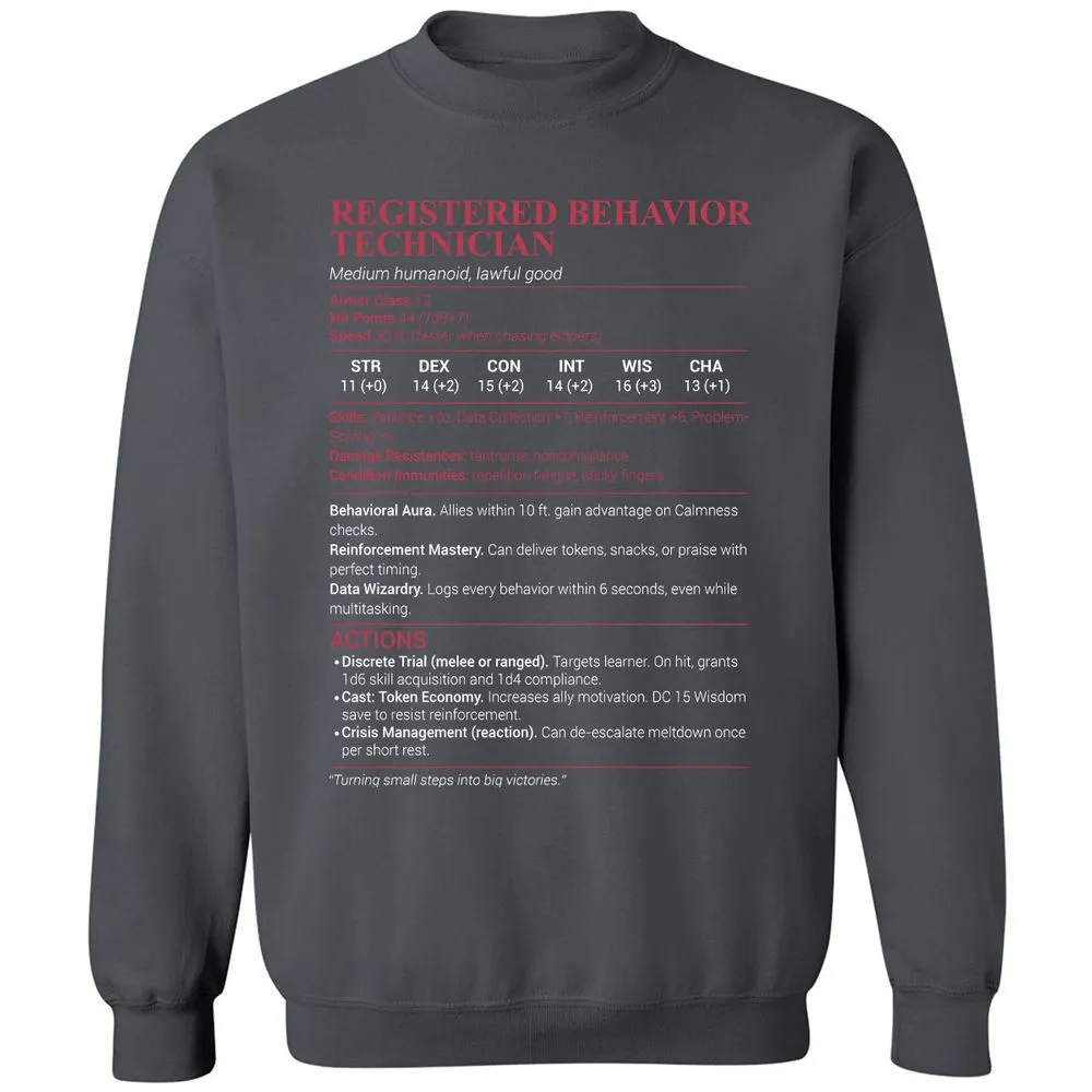 Registered Behavior Technician RBT Classic Unisex Sweatshirt - Charcoal - 7
