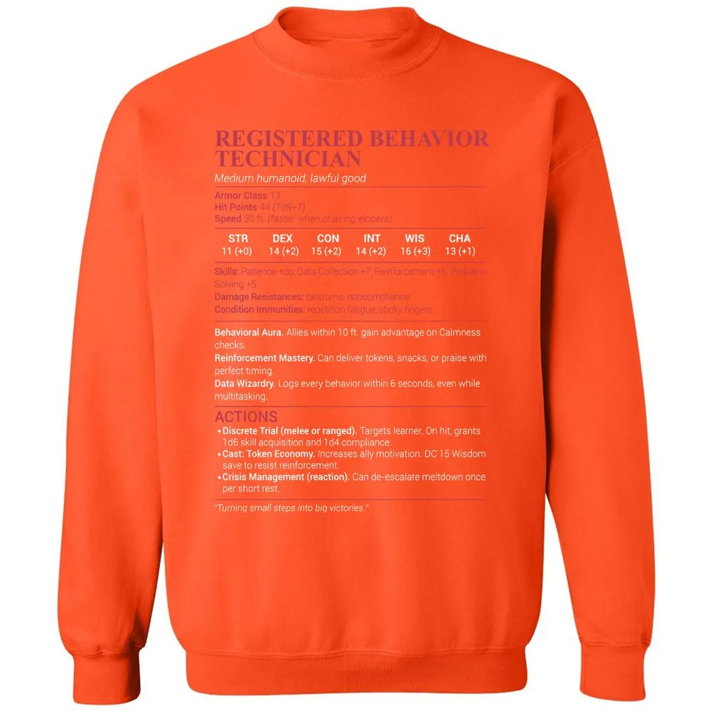 Registered Behavior Technician RBT Classic Unisex Sweatshirt - Orange - 10