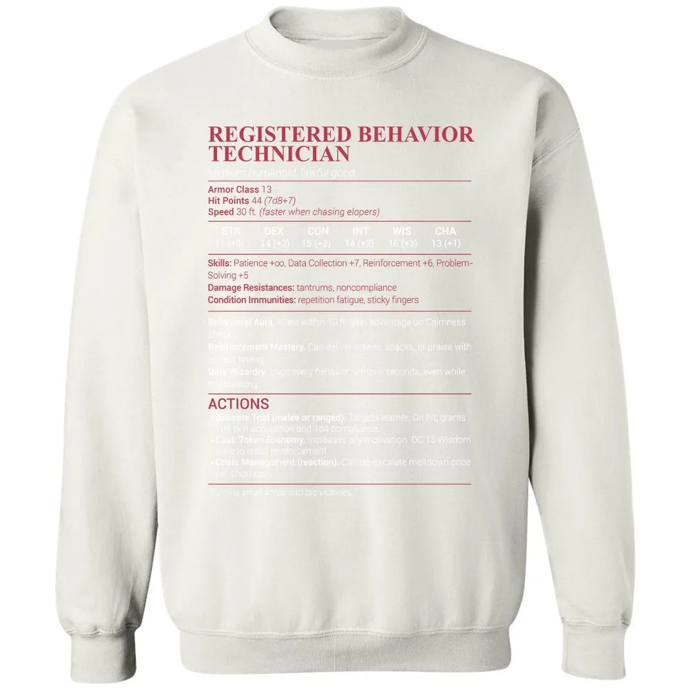 Registered Behavior Technician RBT Classic Unisex Sweatshirt - White - 12