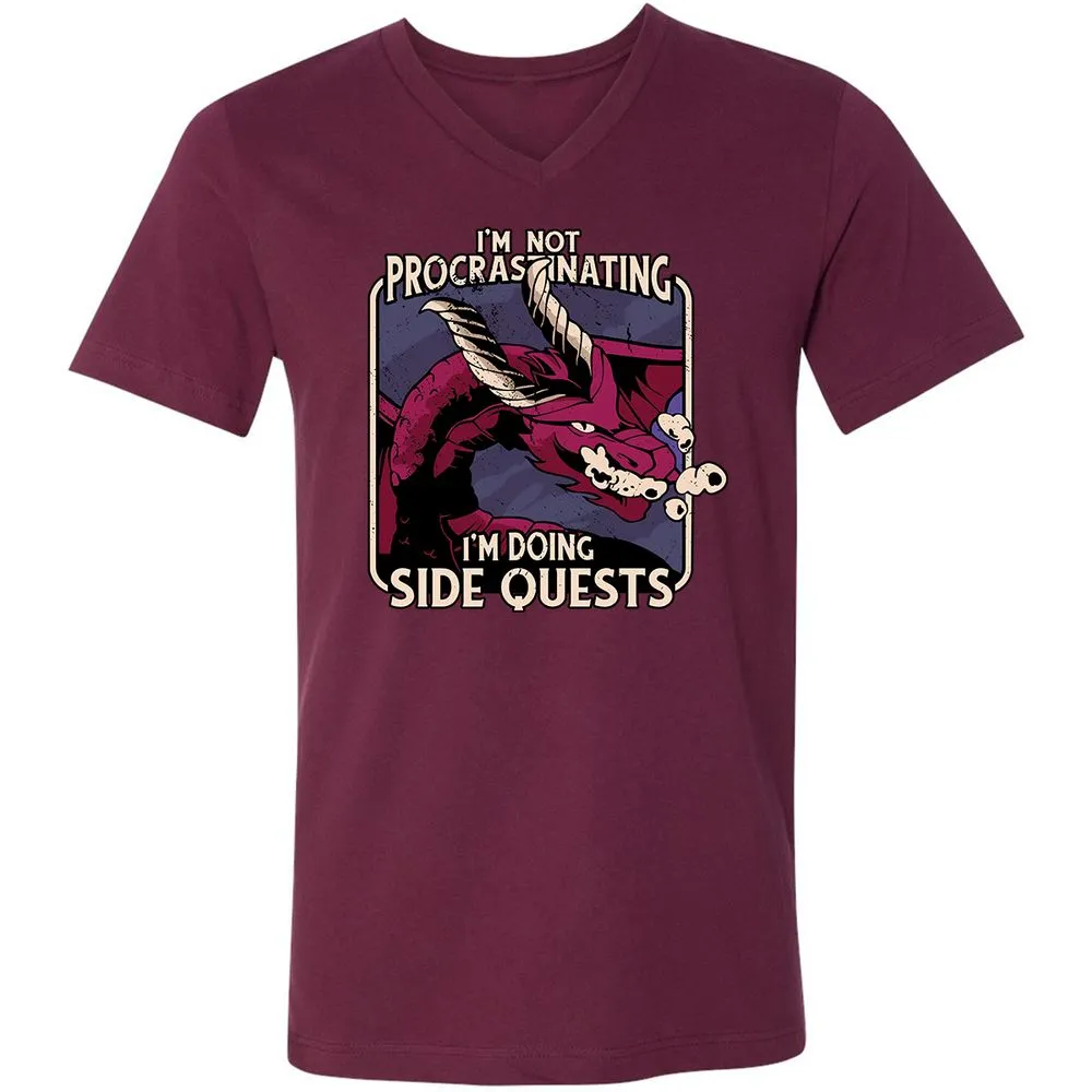Doing Side Quests Unisex V-Neck T-Shirt - Maroon - 6