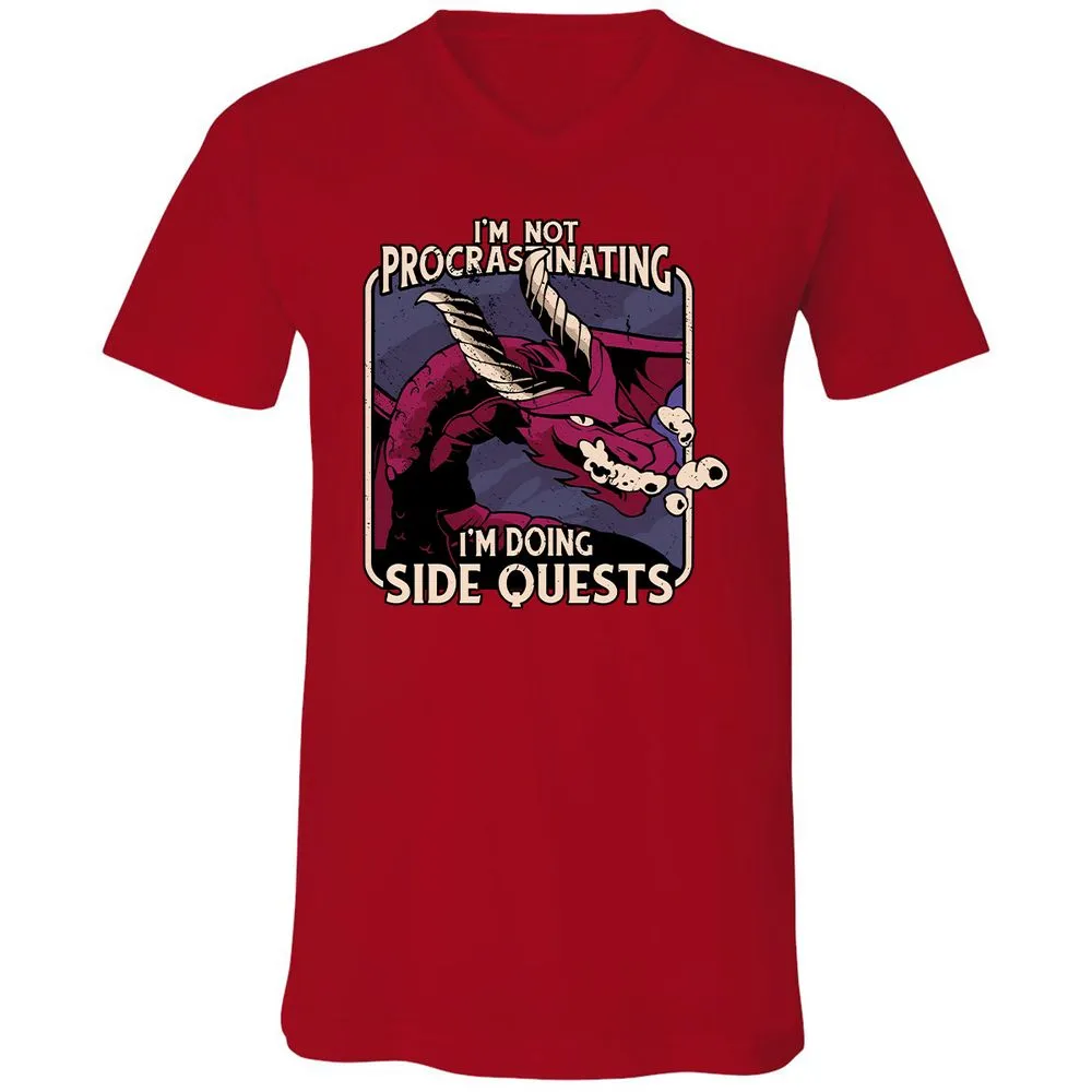 Doing Side Quests Unisex V-Neck T-Shirt - Red - 3