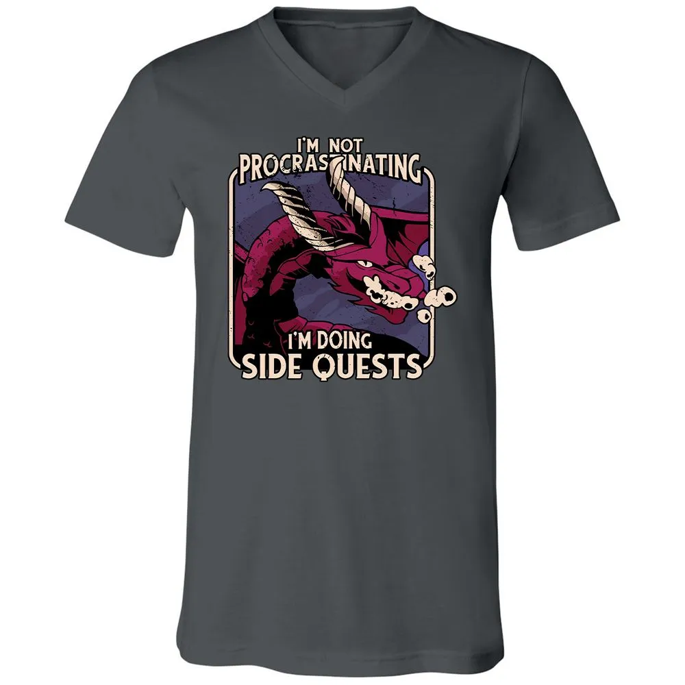 Doing Side Quests Unisex V-Neck T-Shirt - Asphalt - 12