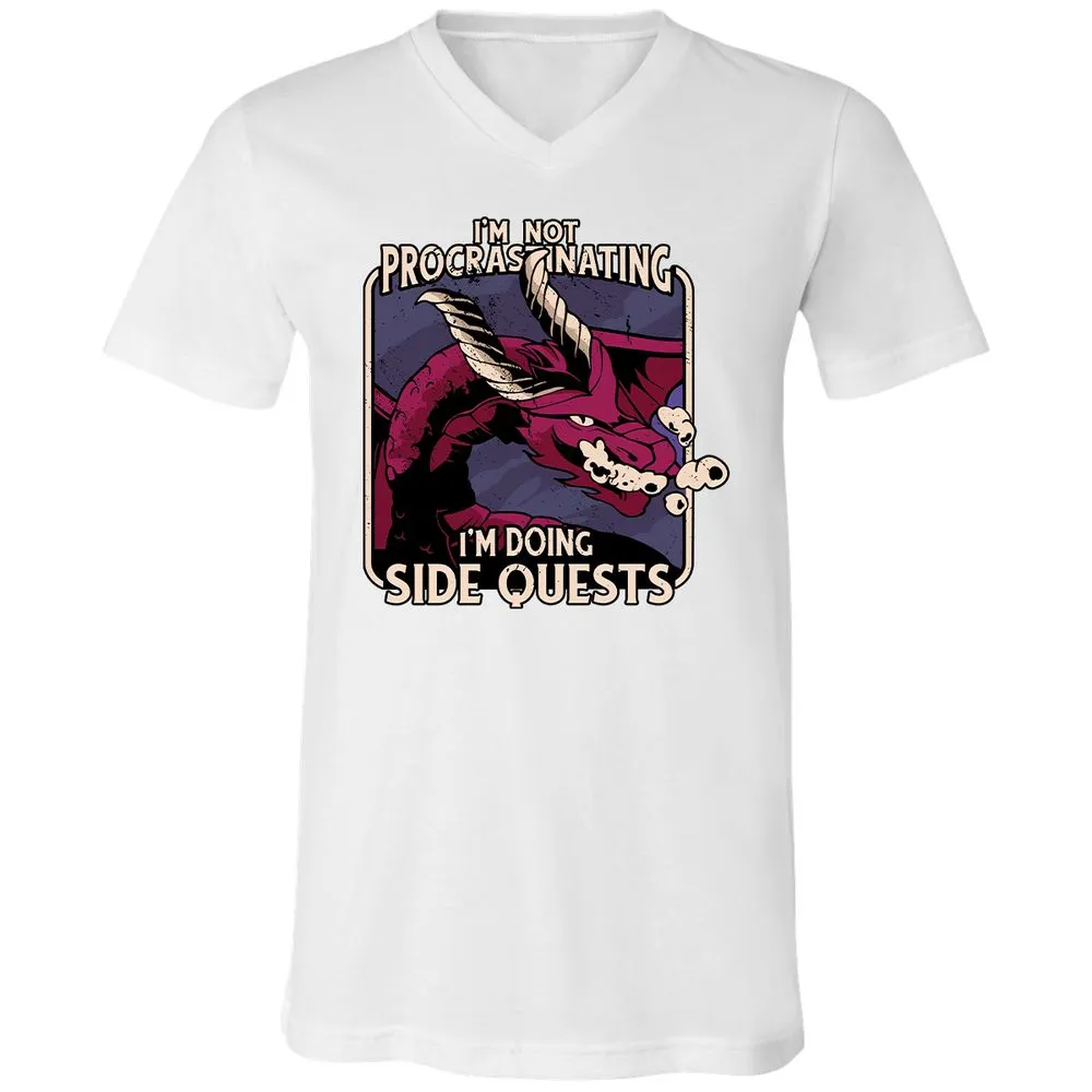 Doing Side Quests Unisex V-Neck T-Shirt - White - 5