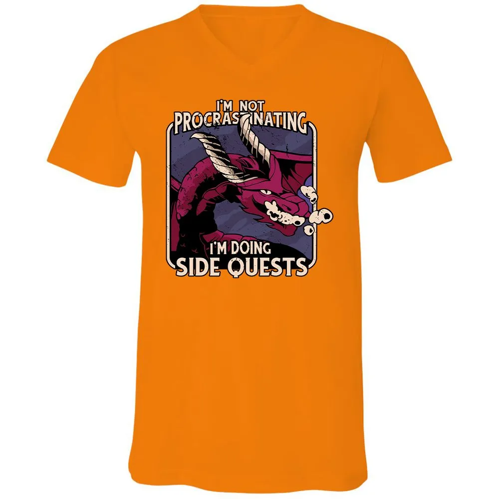 Doing Side Quests Unisex V-Neck T-Shirt - Orange - 11