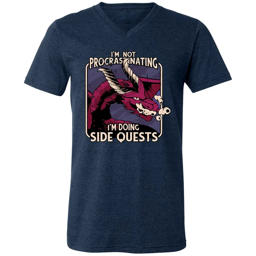 Doing Side Quests Unisex V-Neck T-Shirt - Heather Navy - 15