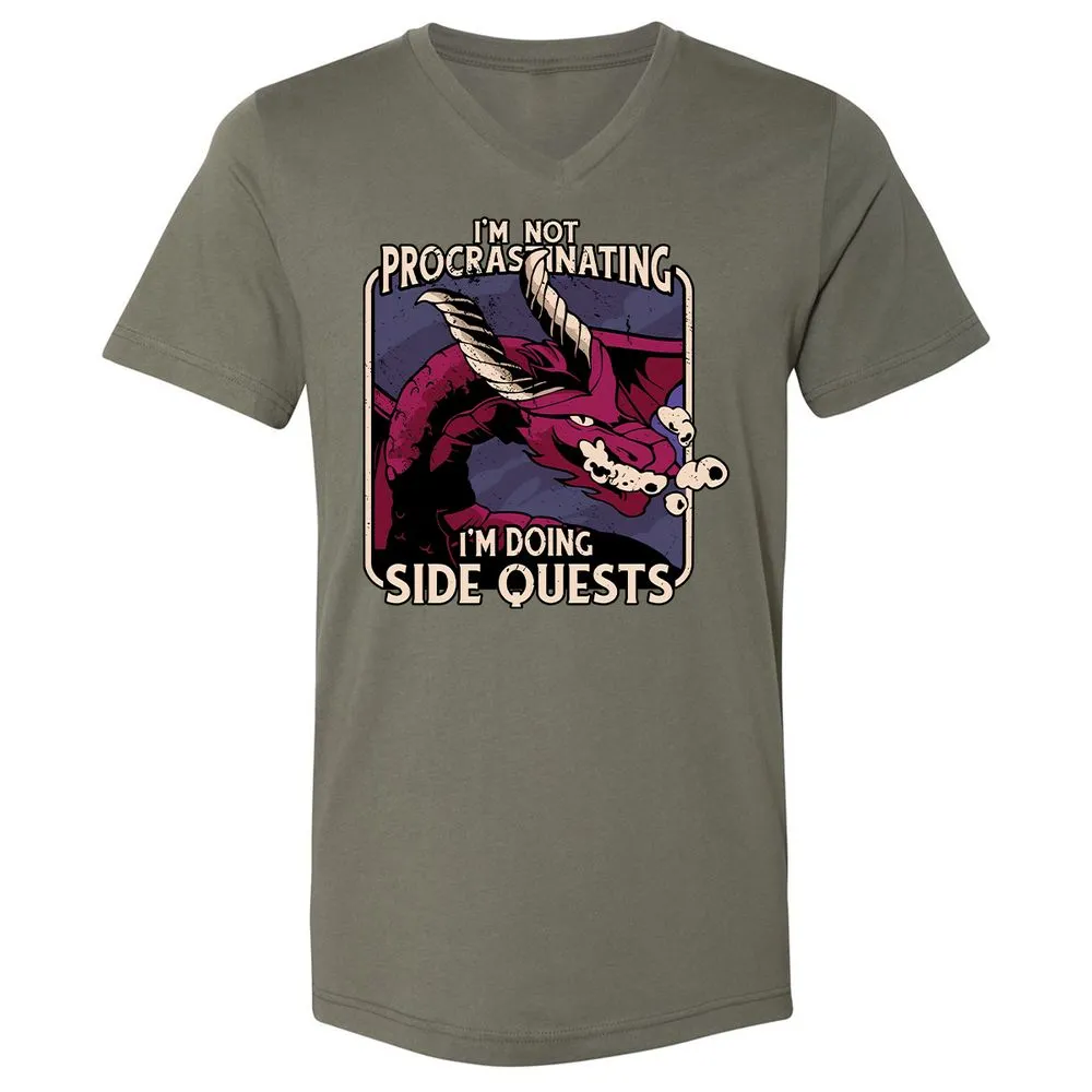 Doing Side Quests Unisex V-Neck T-Shirt - Military Green - 10