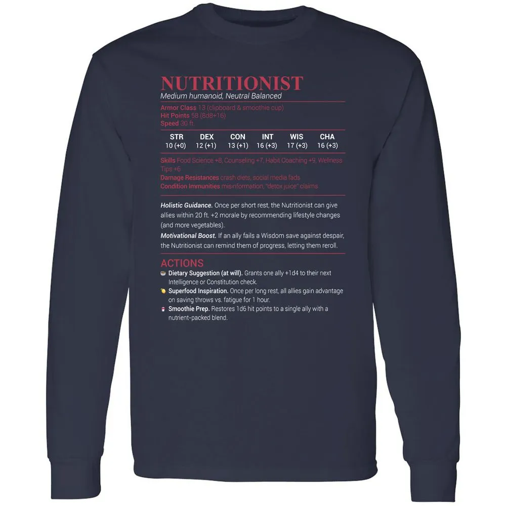 Nutritionist Long Sleeve T-Shirt - Navy - 2