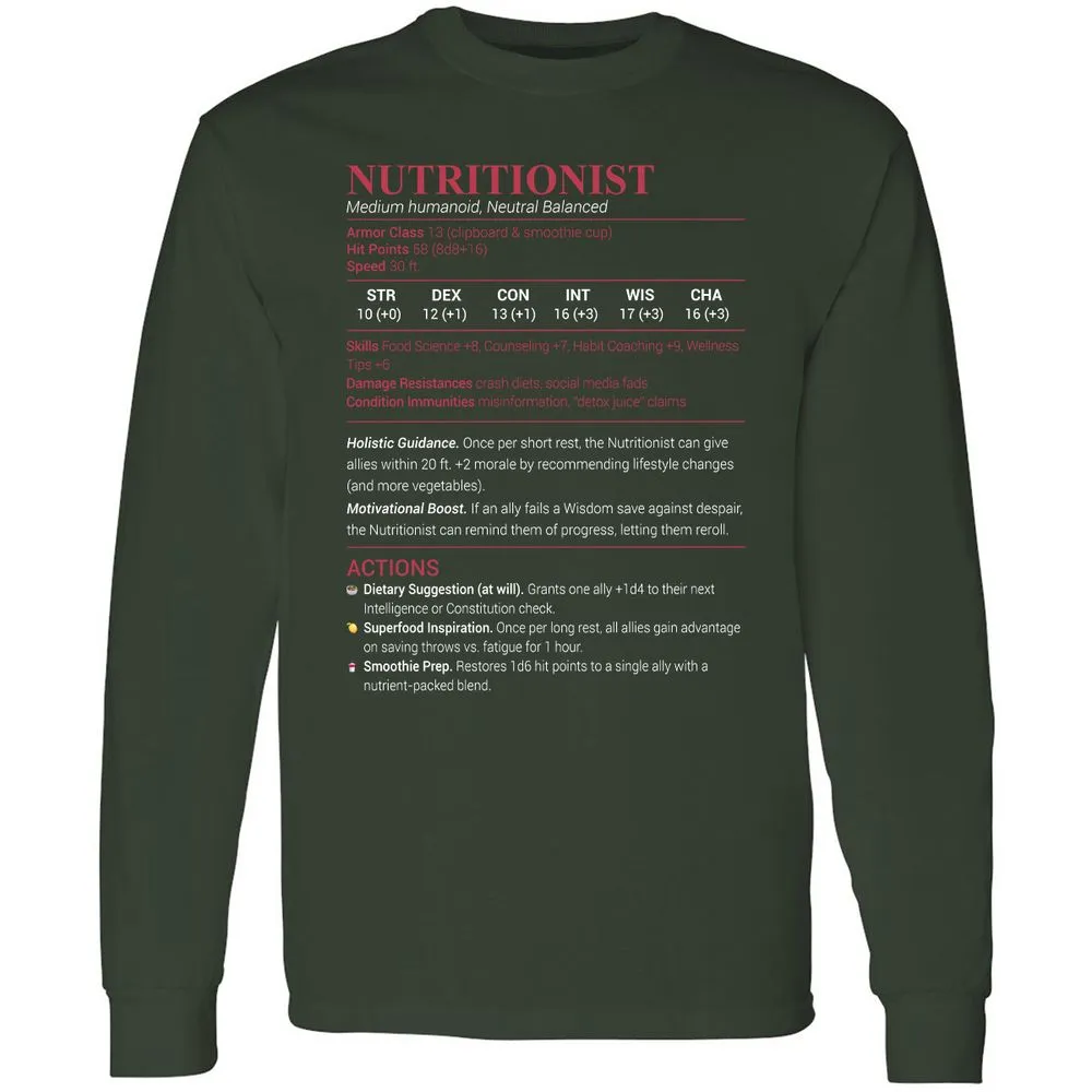 Nutritionist Long Sleeve T-Shirt - Forest Green - 4