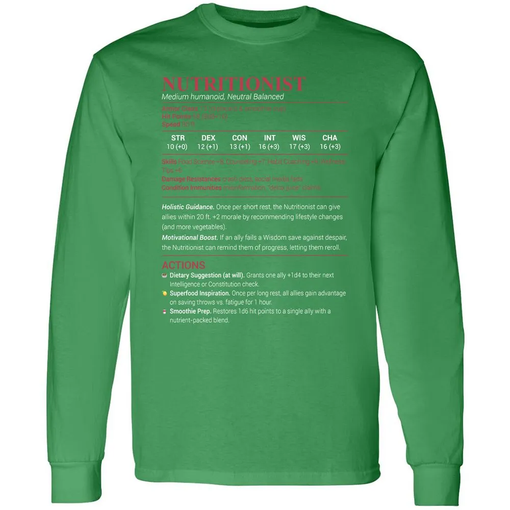 Nutritionist Long Sleeve T-Shirt - Irish Green - 10