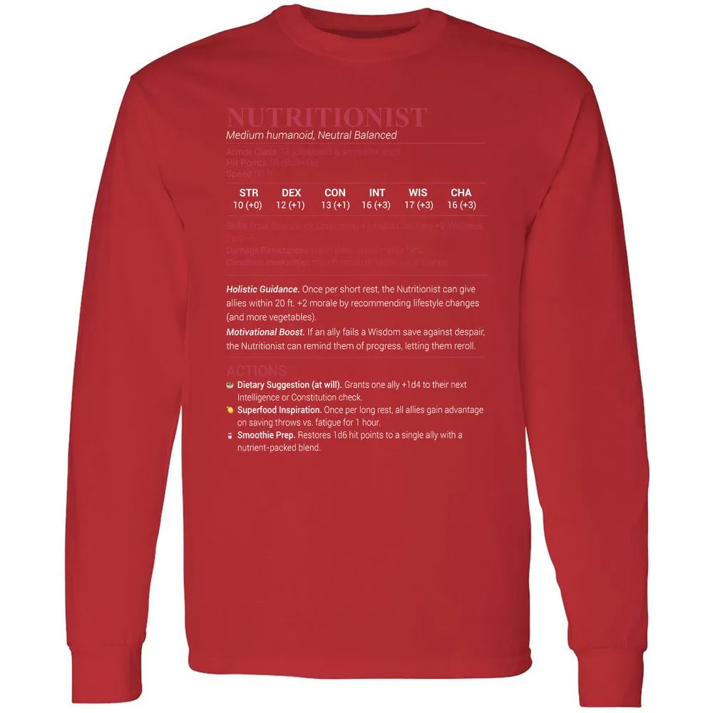 Nutritionist Long Sleeve T-Shirt - Red - 14