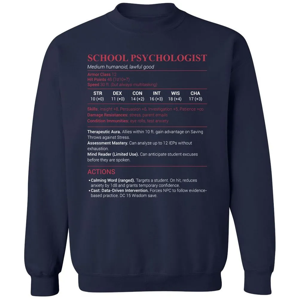 School Psychologist Classic Unisex Sweatshirt - Navy - 2